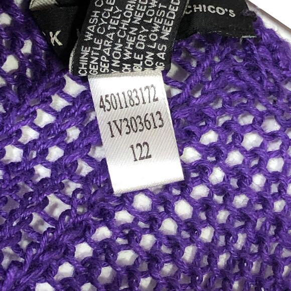 Chicos Black Label Size 1 US 8 Open Weave Cardigan Sweater Pure Purple NEW - Picture 11 of 15